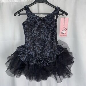 Wear Moi Dance Leotard Ruffle Black Child Girls Size 4-6 NWT